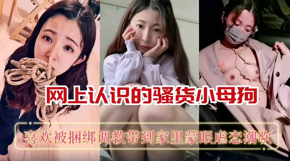 网上认识的骚货小母狗喜欢被捆绑蒙眼调教